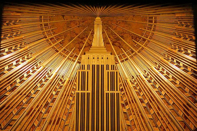 Art Deco architecture shiny materials
